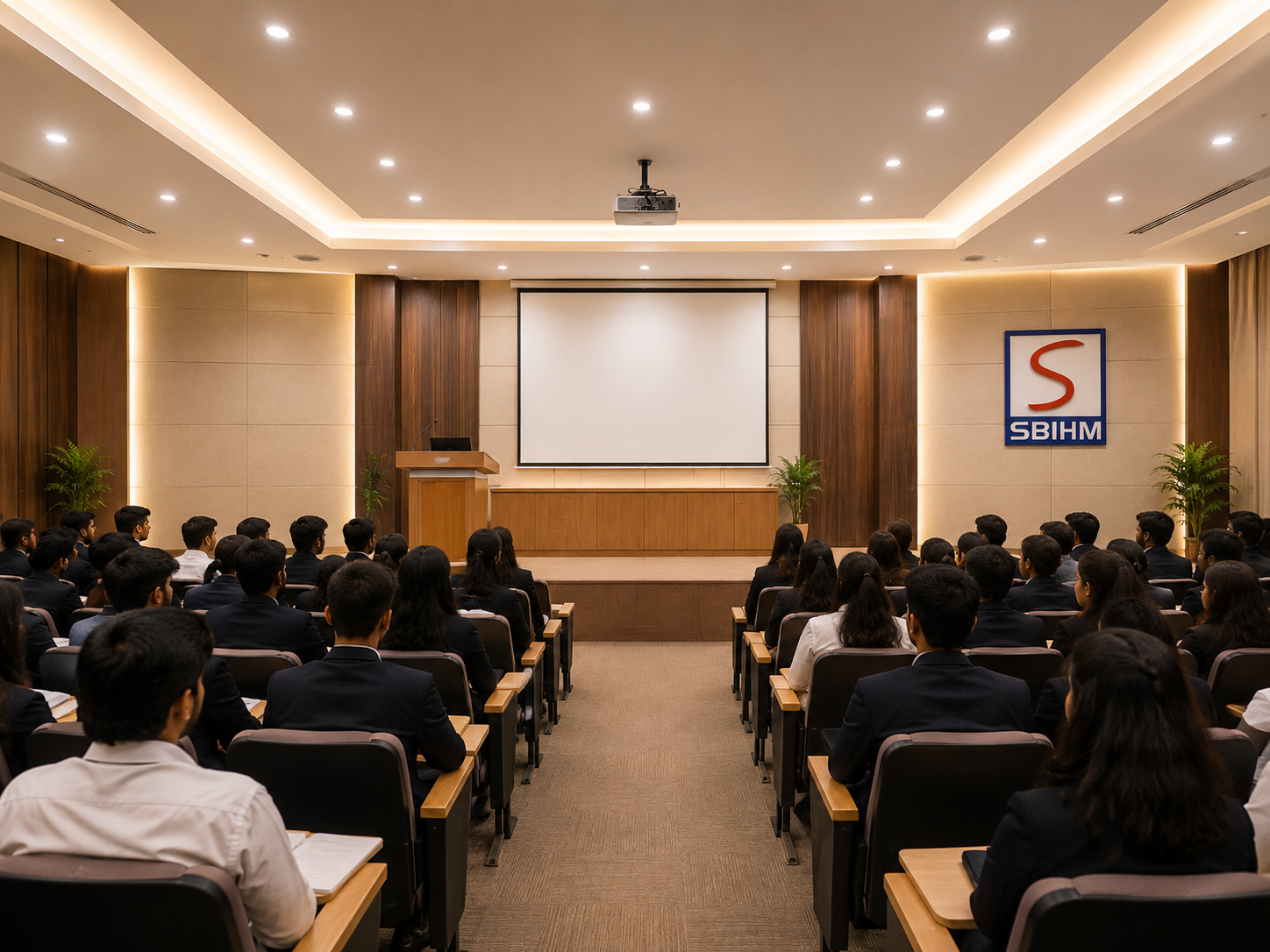 SBIHM seminar hall and presentation facility for Travel & Tourism Management students